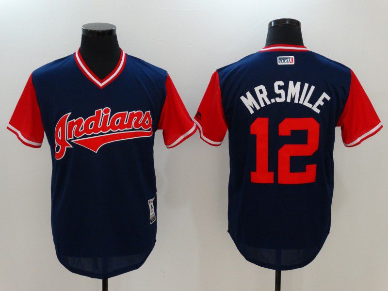 Men Cleveland Indians #12 Mr.smile Blue Game Legend Edition MLB Jersey->colorado rockies->MLB Jersey